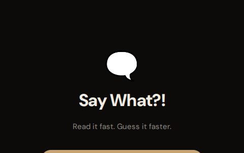 Say What?! — the game's title screen with New Game, Family Deck, and How to Play